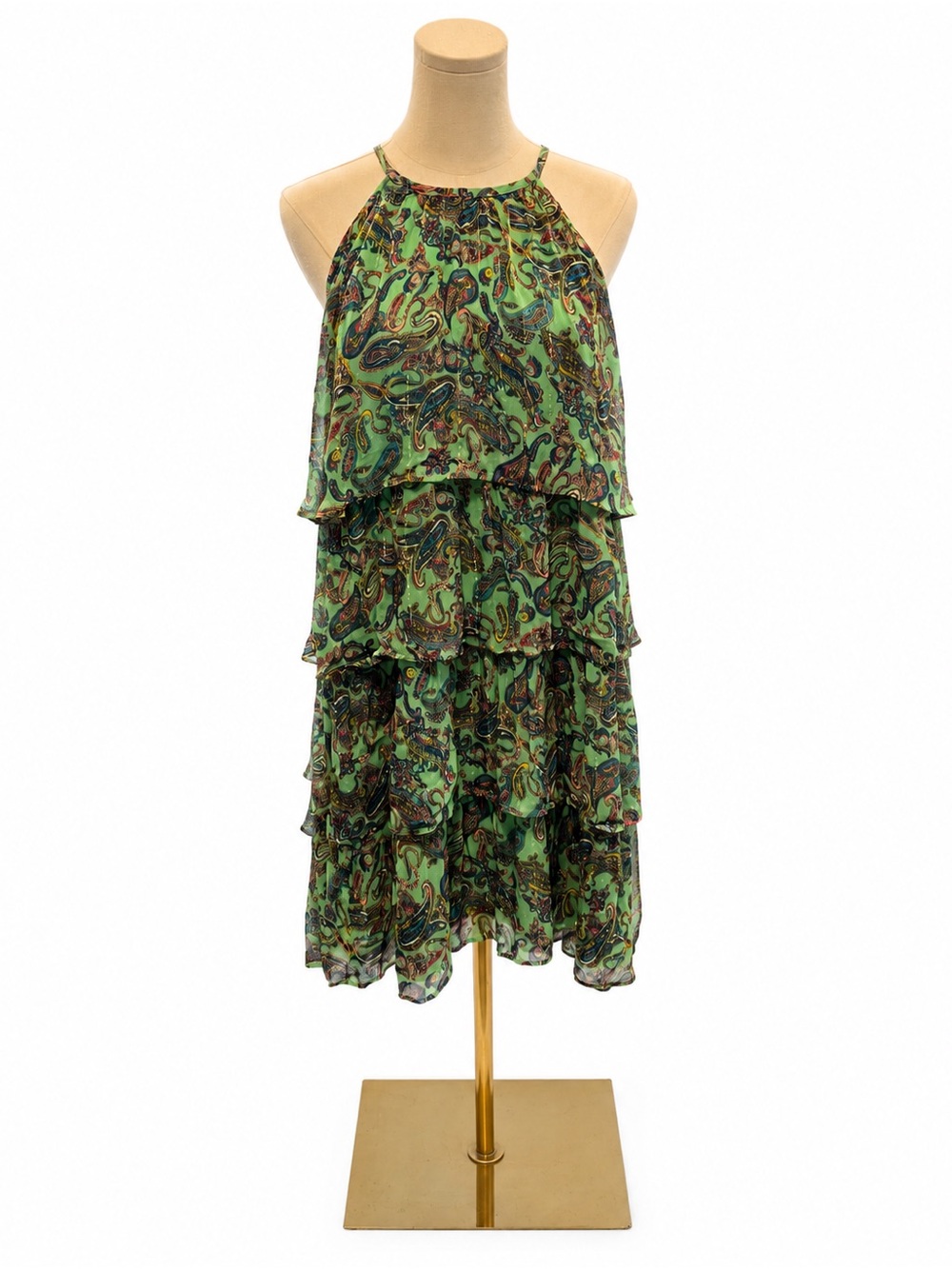 Boden Size 10 Green Paisley Tiered Halter Dress